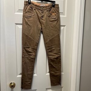 Free People Dark Khaki Moto Style Pants